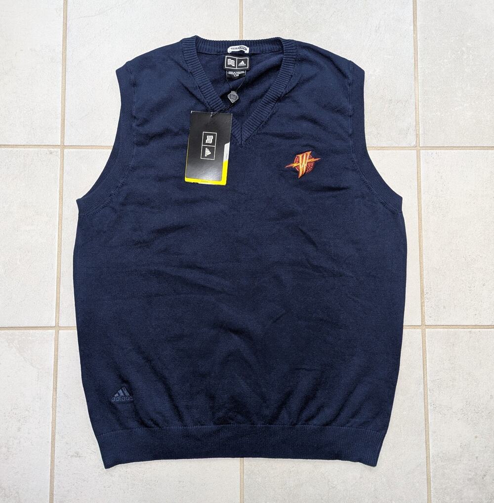 Adidas Men's Large Vintage Golden State Warriors Climalite Golf Sweater Vest NEW